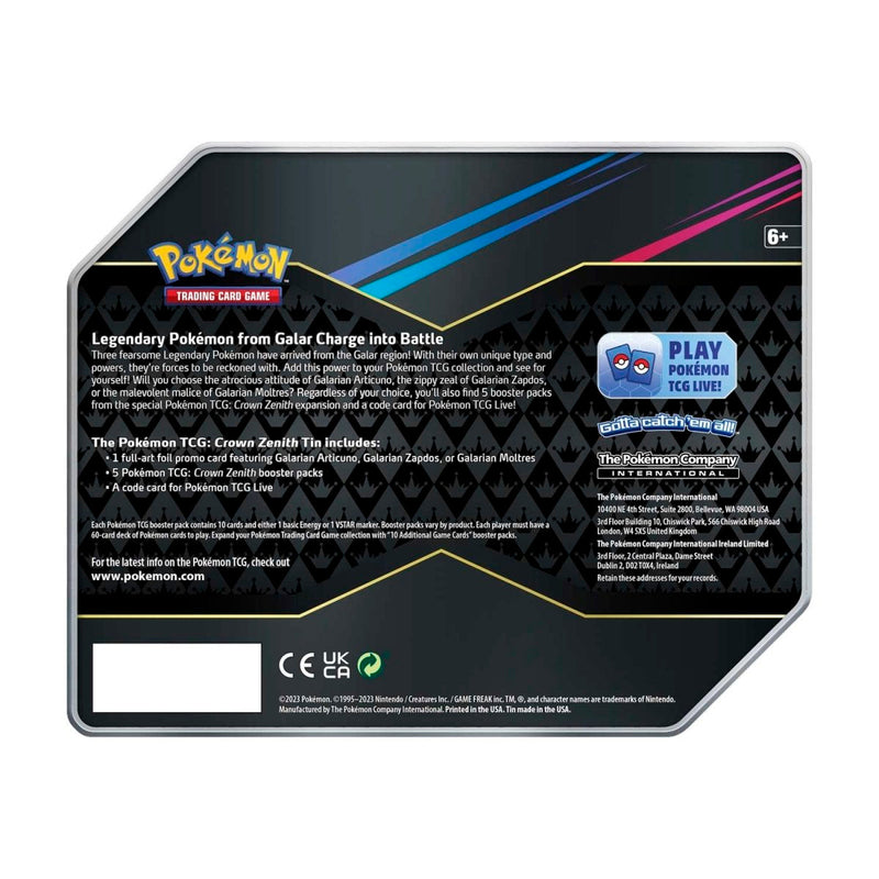 Pokemon TCG: Crown Zenith Tin - Galarian Moltres Card Game Pokemon