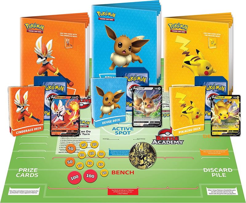 Pokemon TCG: Battle Academy - Cinderace V, Pikachu V & Eevee V Card Game Pokemon