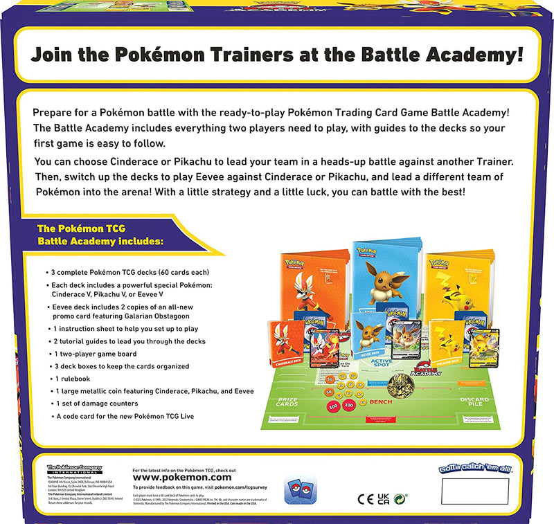 Pokemon TCG: Battle Academy - Cinderace V, Pikachu V & Eevee V Card Game Pokemon