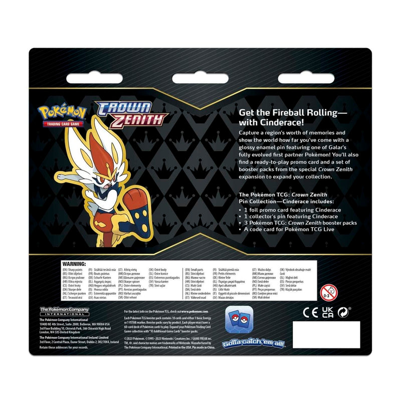 Pokemon TCG: Crown Zenith Pin Collection - Cinderace Card Game Pokemon
