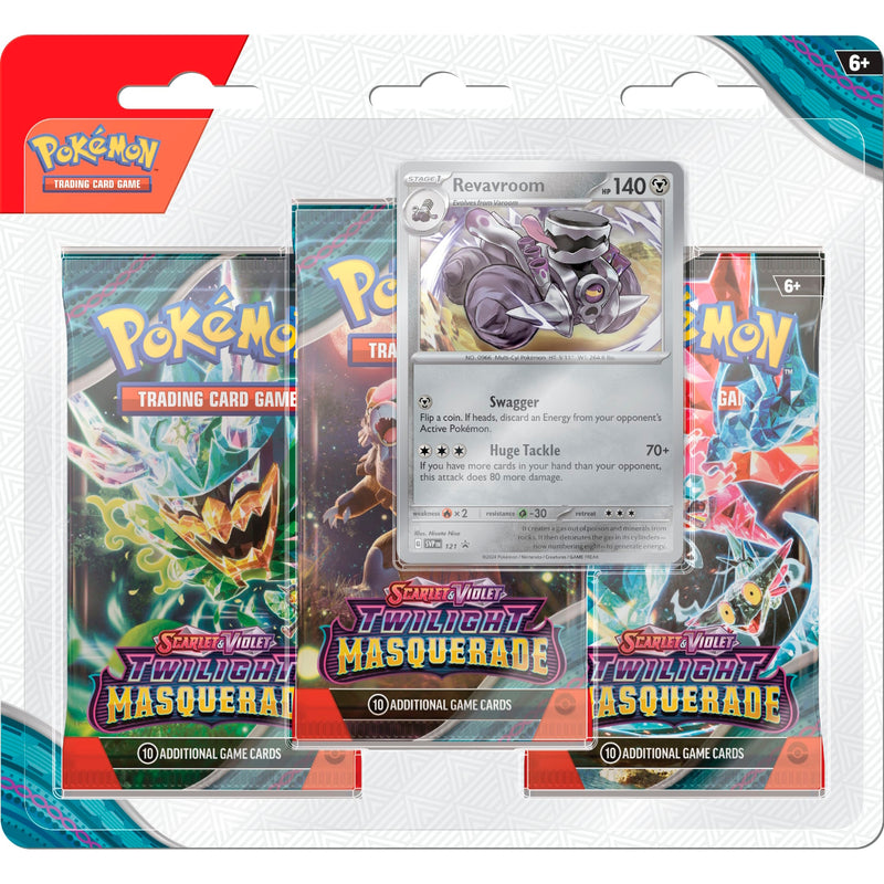 Pokemon TCG: Scarlet & Violet - Twilight Masquerade 3 Booster Pack Blister & Recavroom Promo Card Card Game Pokemon
