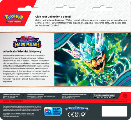 Pokemon TCG: Scarlet & Violet - Twilight Masquerade 3 Booster Pack Blister & Snorlax Promo Card Card Game Pokemon