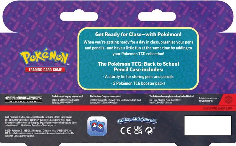Pokemon TCG: Back to School Pencil Case 2024 - 2 Packs Card Game Pokemon