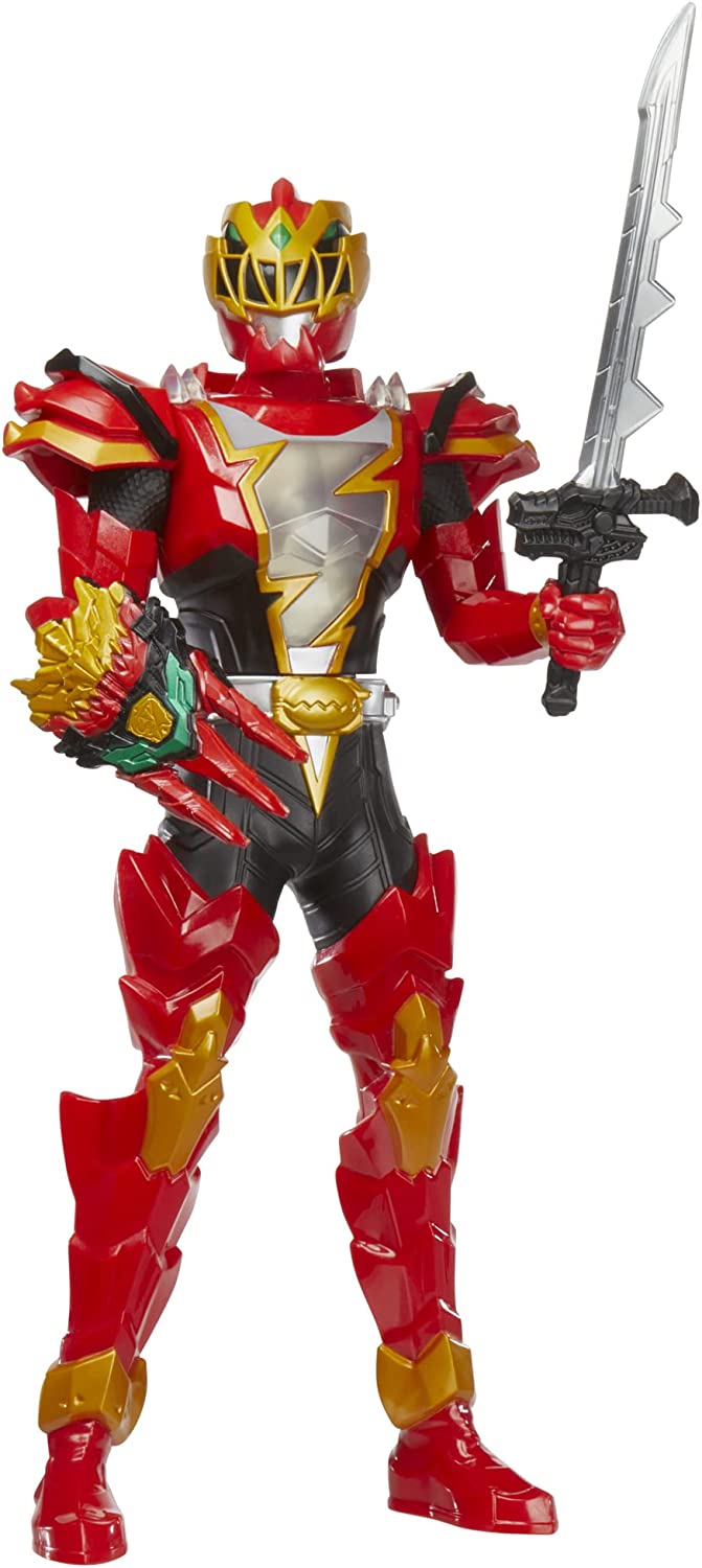 Power Rangers Dino Fury Spiral Strike Red Ranger 12-inch Scale Electronic Spinning and Light FX Action Figure Toys & Games Hasbro