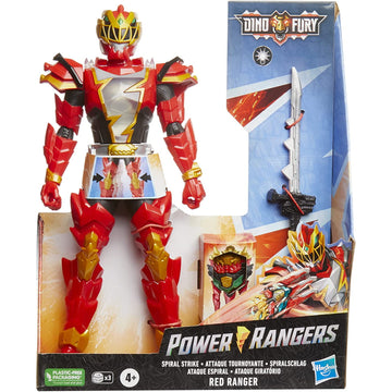 Power Rangers Dino Fury Spiral Strike Red Ranger 12-inch Scale Electronic Spinning and Light FX Action Figure Toys & Games Hasbro