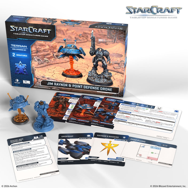 Starcraft: The Miniatures Game: Terran: Jim Raynor & Point Defense Drone Hero Expansion Set Tabletop Miniatures Archon Studios