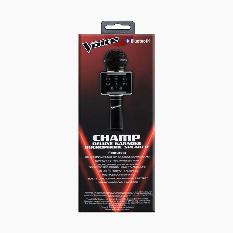 The Voice Champ Deluxe Wireless Handheld Karaoke Microphone, Speaker with LED Lights, Multiple Sound Effects, Play Music and Record Vocals… Electronics The Voice