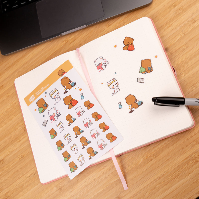 Milk Mocha Bear: Self-Care Planner Sticker Sheets Decorative Stickers Milk Mocha Bear