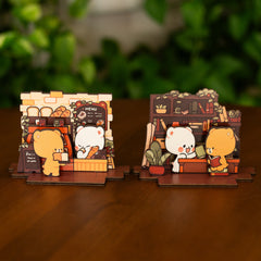 Milk Mocha Bear: Tranquil Study Wooden Standee Standee Milk Mocha Bear