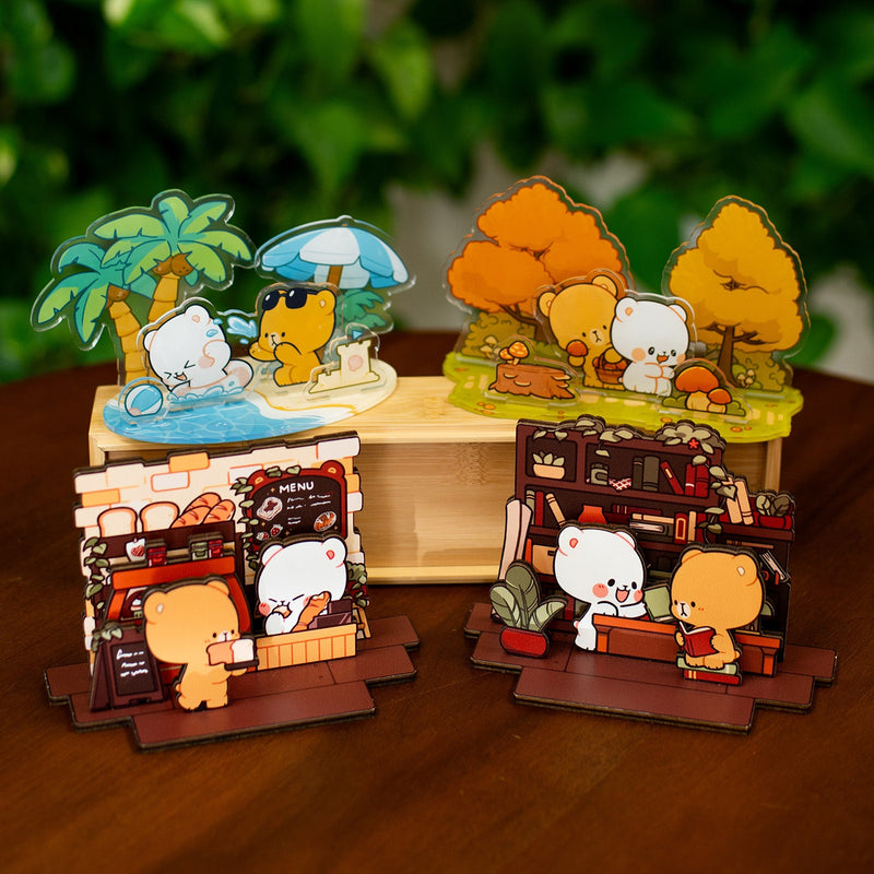 Milk Mocha Bear: Tranquil Study Wooden Standee Standee Milk Mocha Bear