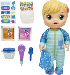 Baby Alive Mix My Medicine Baby Doll, Blonde Hair, Kitty-Cat Pajamas Toys & Games Hasbro