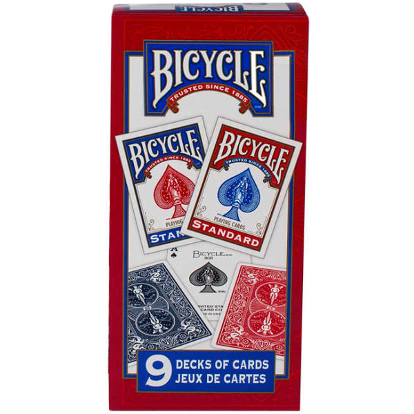 Bicycle Poker Size Standard Playing Cards - 9 Deck Pack Card Game Bicycle