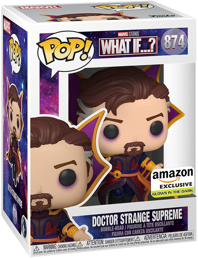Funko POP! Marvel: What If? - Doctor Strange Supreme Vinyl Bobble-Head - Glow in The Dark Amazon Exclusive Edition #874 Toys & Games Funko