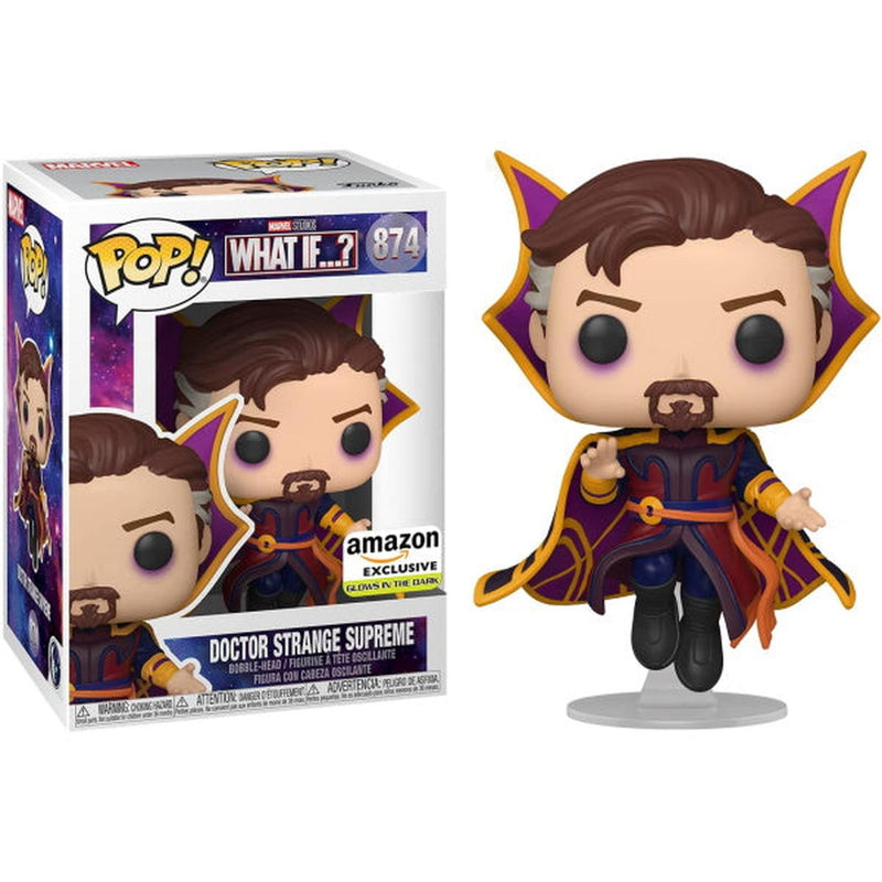Funko POP! Marvel: What If? - Doctor Strange Supreme Vinyl Bobble-Head - Glow in The Dark Amazon Exclusive Edition #874 Toys & Games Funko