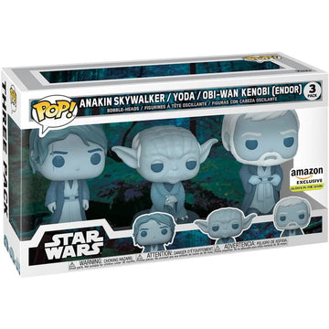 Funko POP! Star Wars: Across The Galaxy Force Ghost 3 Pack - Anakin, Yoda, Obi-Wan - Glow in The Dark Amazon Exclusive Toys & Games Funko