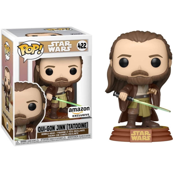 Funko POP! Star Wars: Qui-Gon Jinn (Tatooine) Vinyl Bobble-Head - Amazon Exclusive Toys & Games Funko