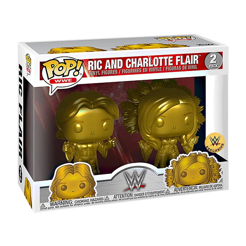 Funko POP! WWE: Ric and Charlotte Flair Gold Vinyl Figures - 2-Pack Toys & Games Funko