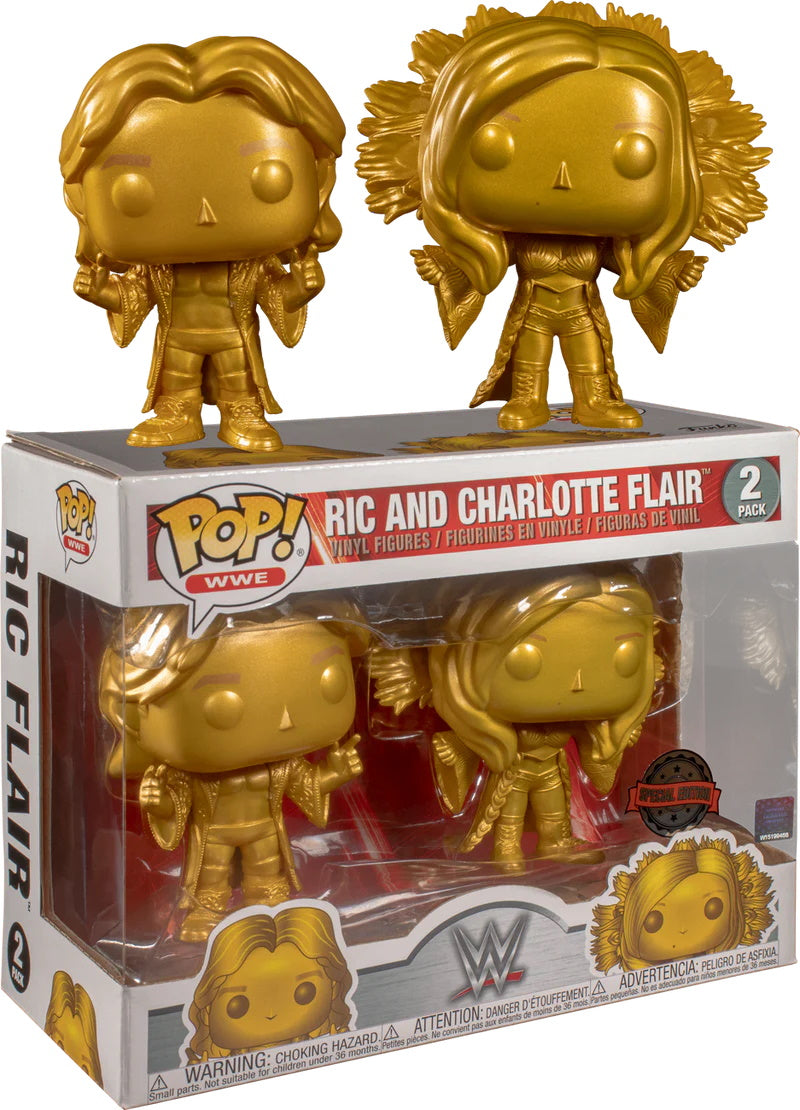 Funko POP! WWE: Ric and Charlotte Flair Gold Vinyl Figures - 2-Pack Toys & Games Funko