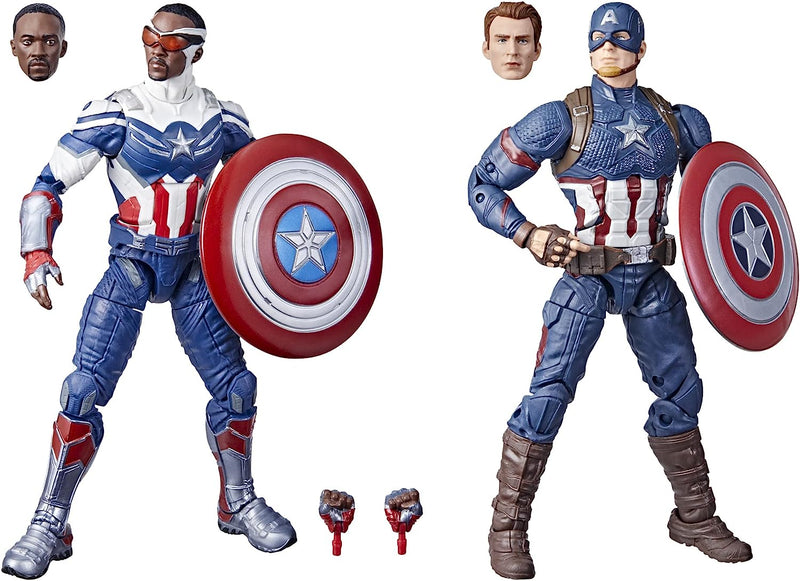 Marvel Legends Series: Captain America 2-Pack Steve Rogers Sam Wilson MCU 6-Inch Figures Toys & Games Hasbro
