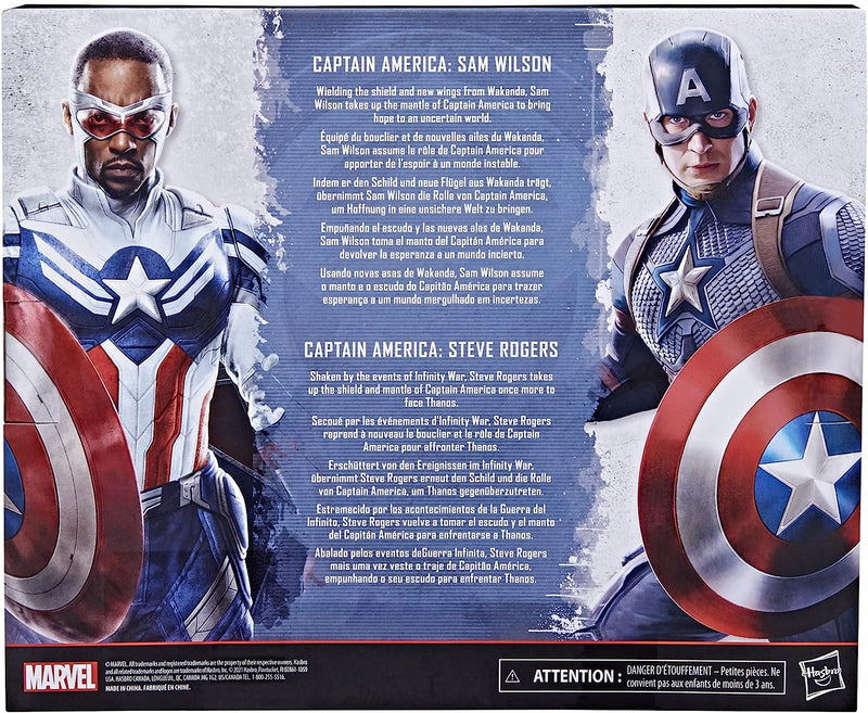 Marvel Legends Series: Captain America 2-Pack Steve Rogers Sam Wilson MCU 6-Inch Figures Toys & Games Hasbro