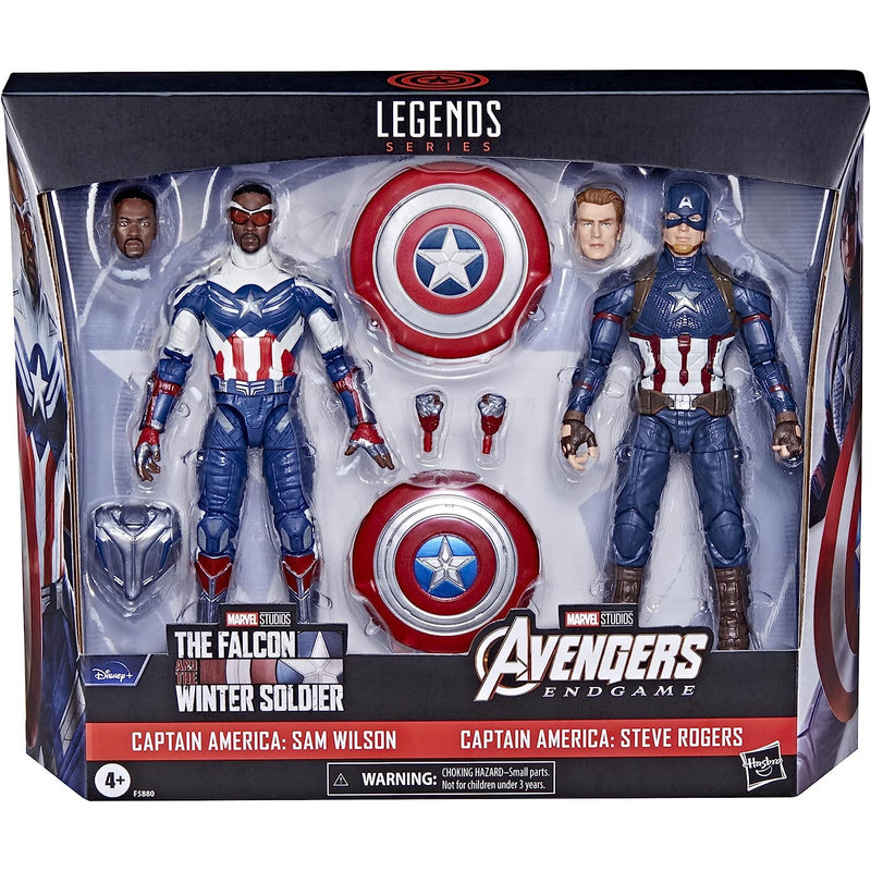 Marvel Legends Series: Captain America 2-Pack Steve Rogers Sam Wilson MCU 6-Inch Figures Toys & Games Hasbro