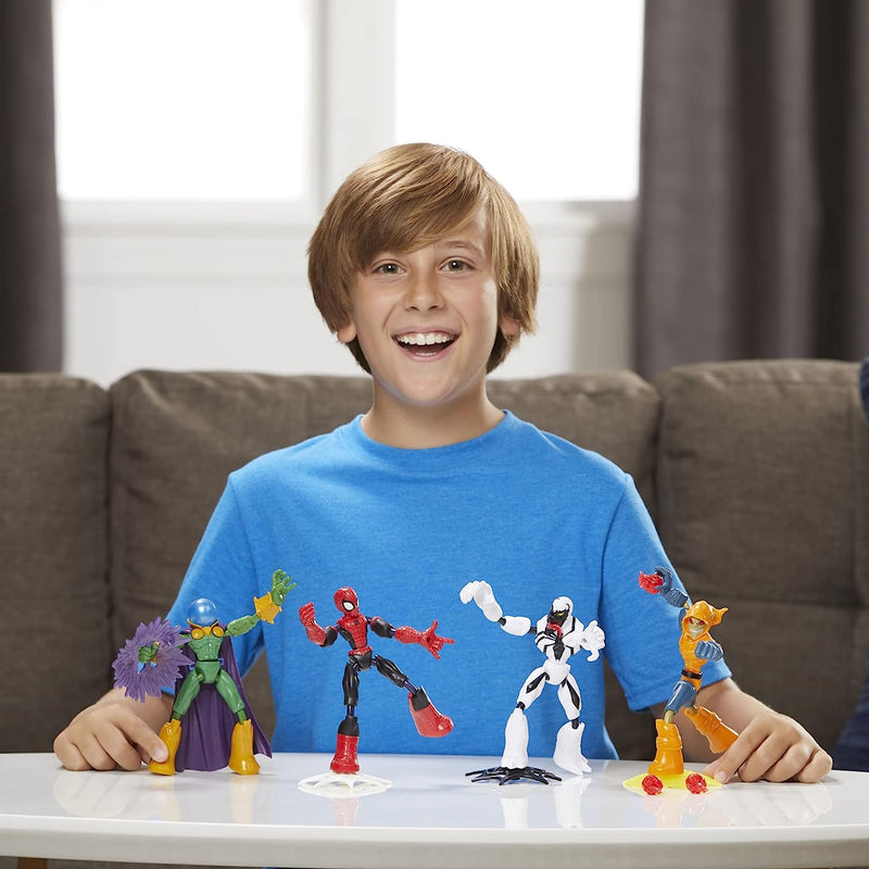 Marvel Spider-Man Bend and Flex Figure 4-Pack - Spider-Man and Anti-Venom Vs. Marvel's Mysterio and Hobgoblin Toys & Games Hasbro