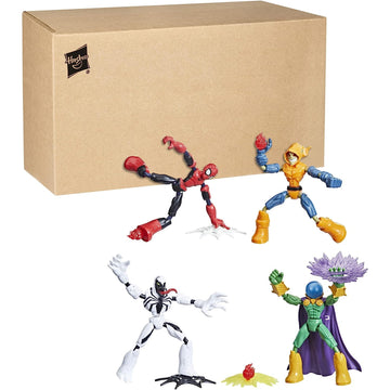 Marvel Spider-Man Bend and Flex Figure 4-Pack - Spider-Man and Anti-Venom Vs. Marvel's Mysterio and Hobgoblin Toys & Games Hasbro