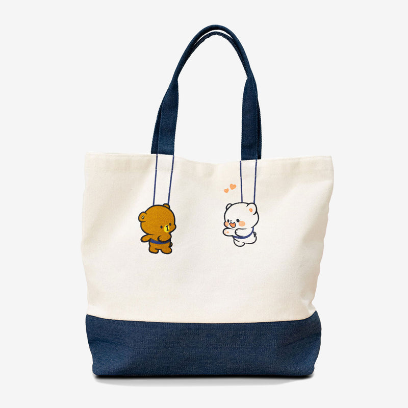 Milk Mocha Bear: Hanging Out Canvas Tote Bag Handbags Milk Mocha Bear