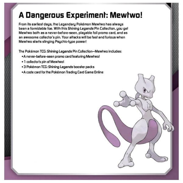 Pokemon TCG: Shining Legends Pin Collection - Mewtwo Card Game Pokemon
