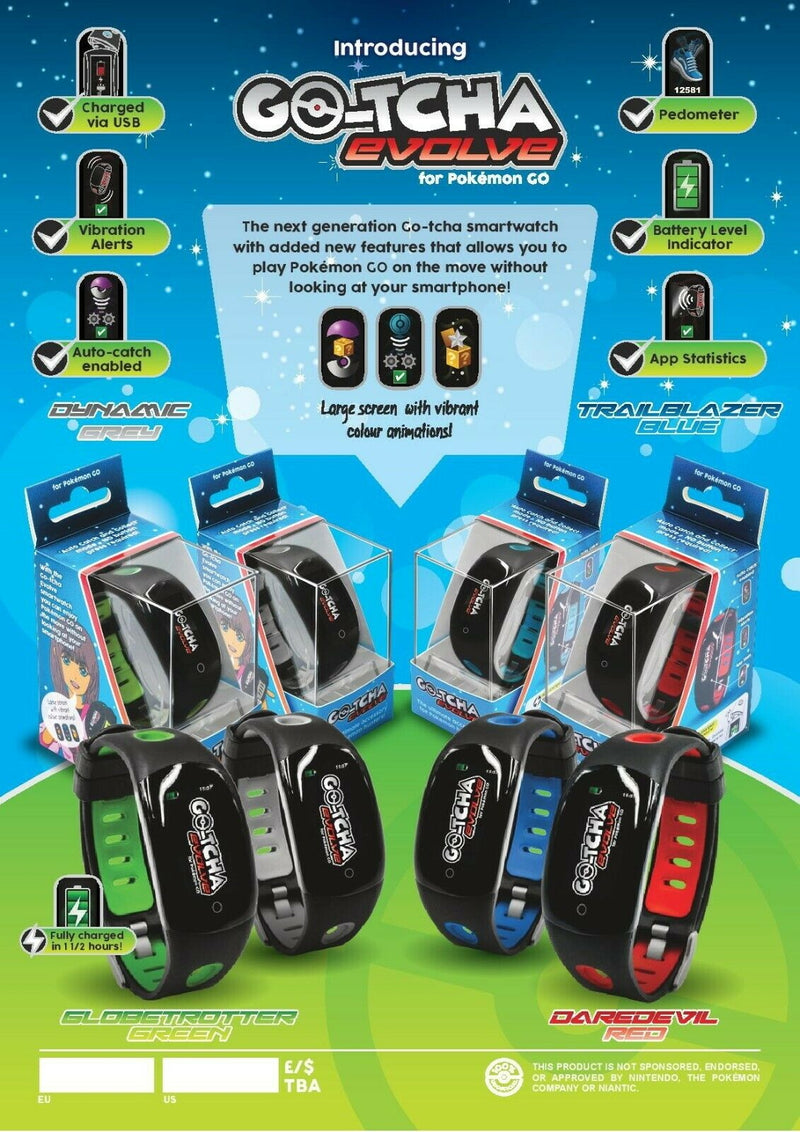 Datel Pokemon GO-TCHA Evolve Blue Wristband For Pokemon Go - iPhone & Android Toys & Games Datel