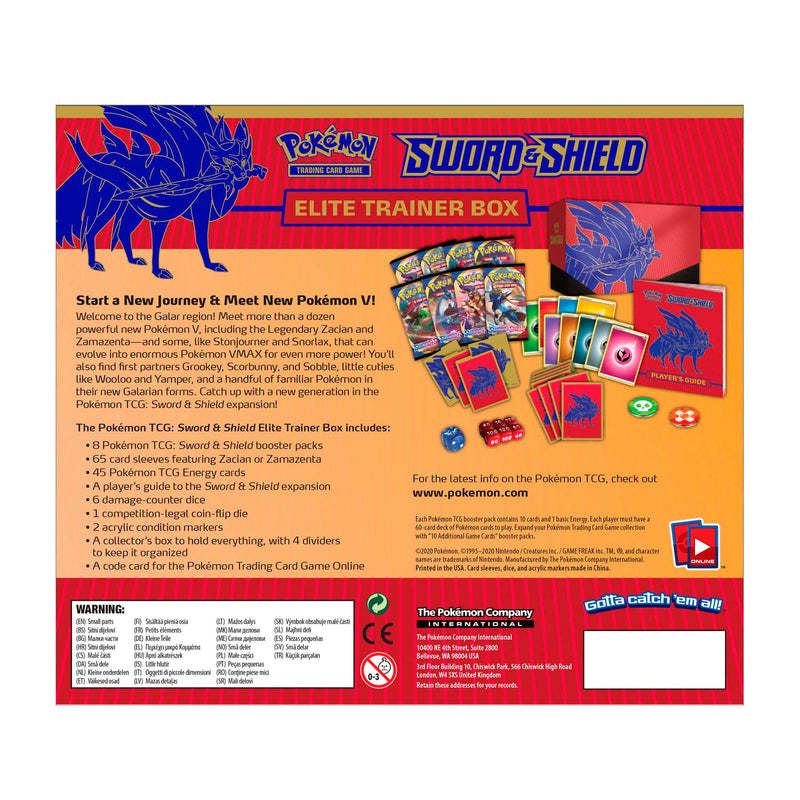 Pokemon TCG: Sword & Shield Elite Trainer Box - Zacian Card Game Pokemon