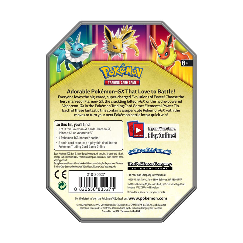 Pokemon TCG: Elemental Power Tin Featuring Vaporeon-GX Card Game Pokemon