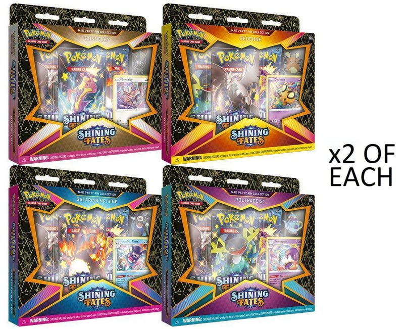 Pokemon TCG: Shining Fates Mad Party Pin Collection Box - Set of 8 Card Game Nintendo