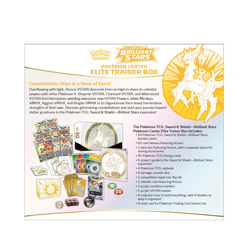 Pokemon TCG: Sword & Shield - Brilliant Stars Pokemon Center Elite Trainer Box - Arceus Card Game Pokemon