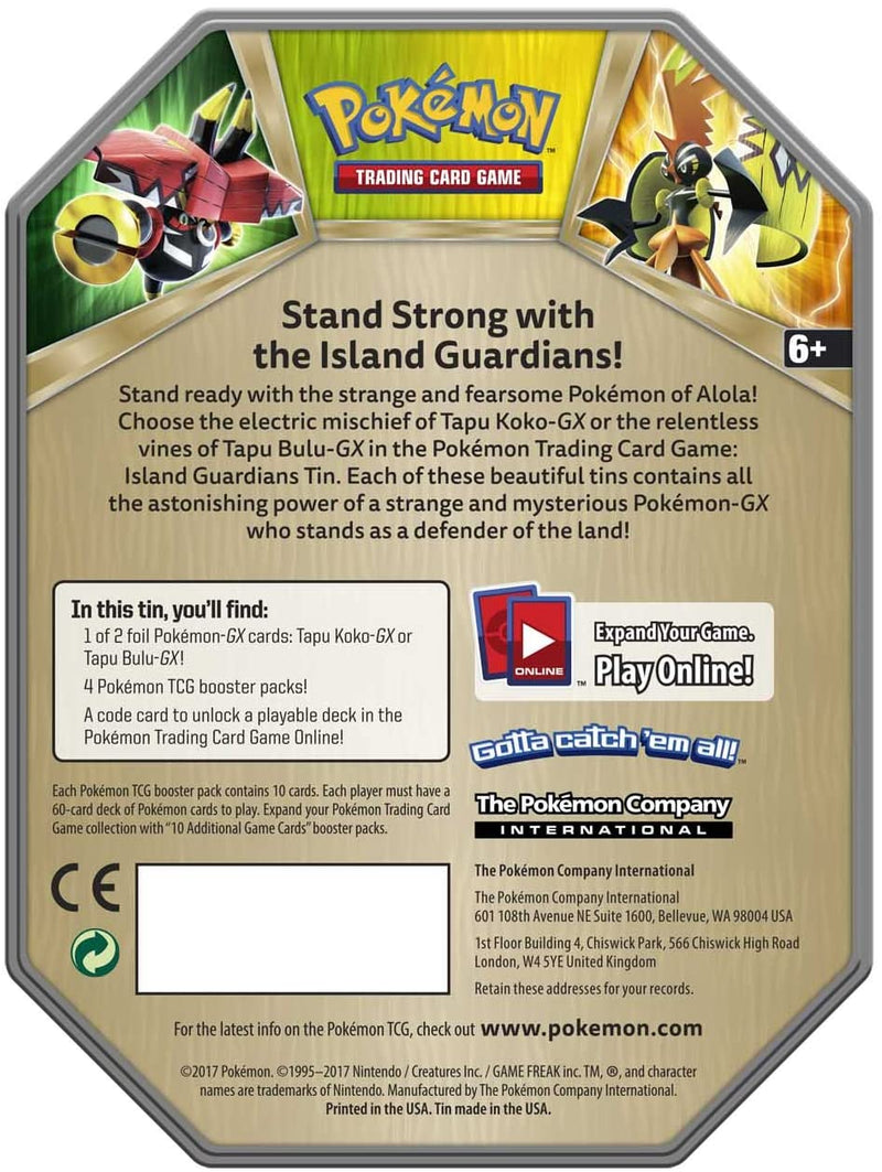 Pokemon TCG: Island Guardians Tin - Tapu Bulu-GX Card Game Nintendo