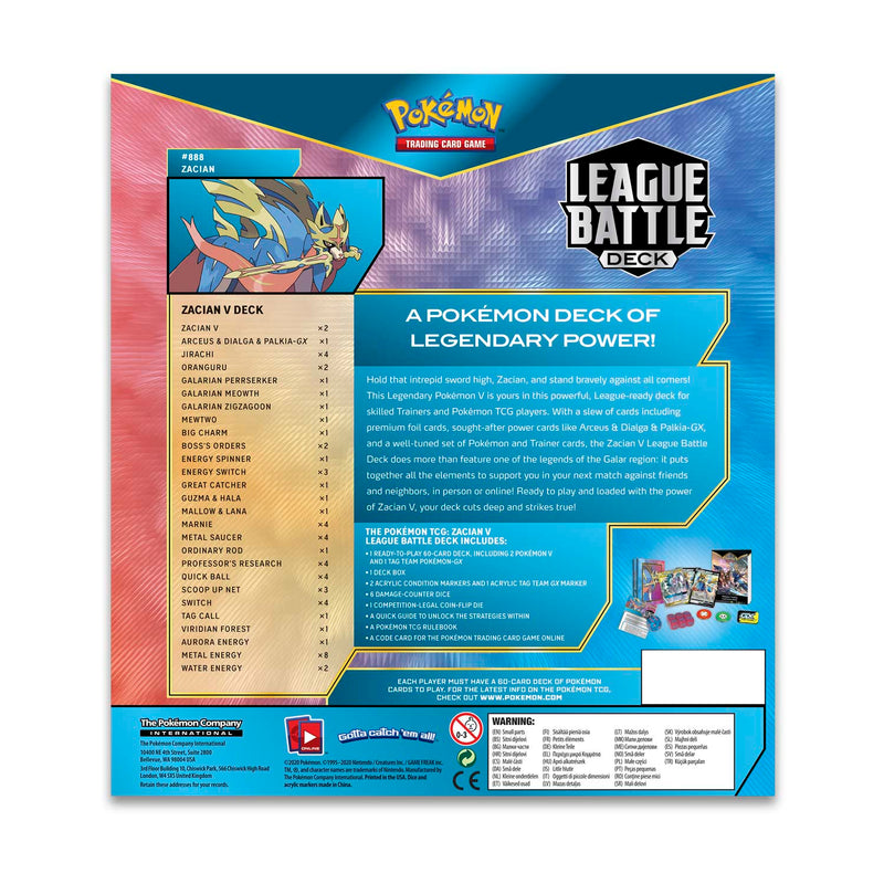Pokemon TCG: Zacian V League Battle Deck Card Game Nintendo