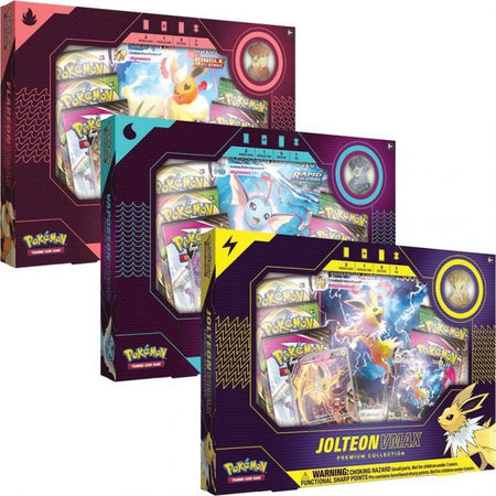 Pokemon TCG: Eevee Evolutions Vaporeon VMAX, Jolteon VMAX, and Flareon VMAX Premium Collections Card Game Pokemon