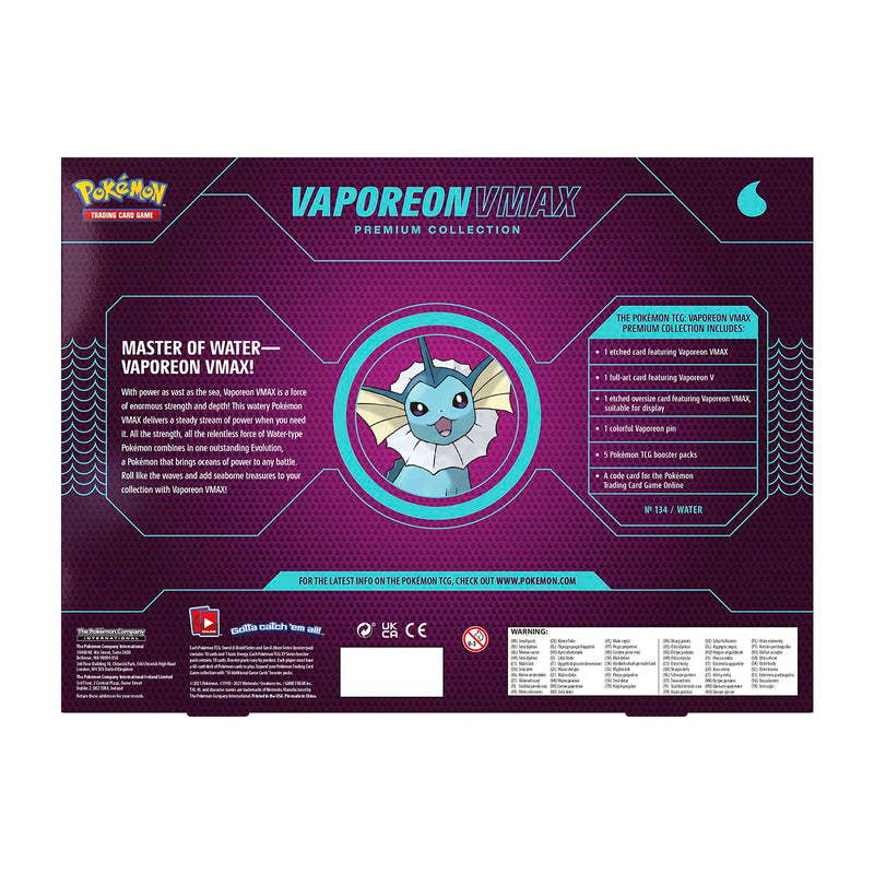 Pokemon TCG: Eevee Evolutions Vaporeon VMAX Premium Collection Card Game Pokemon