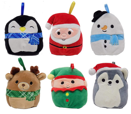 Squishy SquooShems Squishmallows 6-Pack Holiday Ornament Mini Plush Set Toys & Games Kellytoy