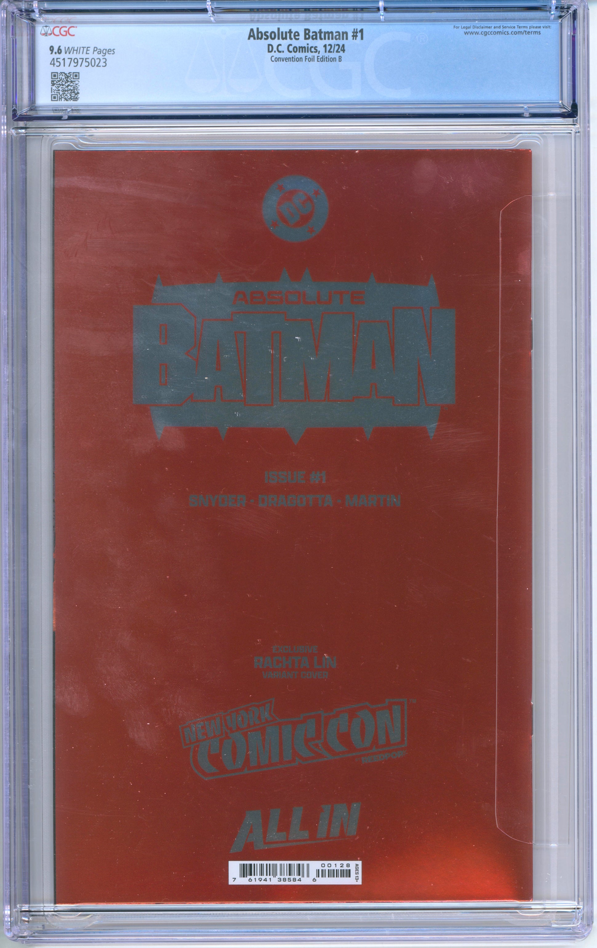 Graded 9.6 Absolute Batman #1 [Rachta Lin NYCC Foil Cover B] 2024