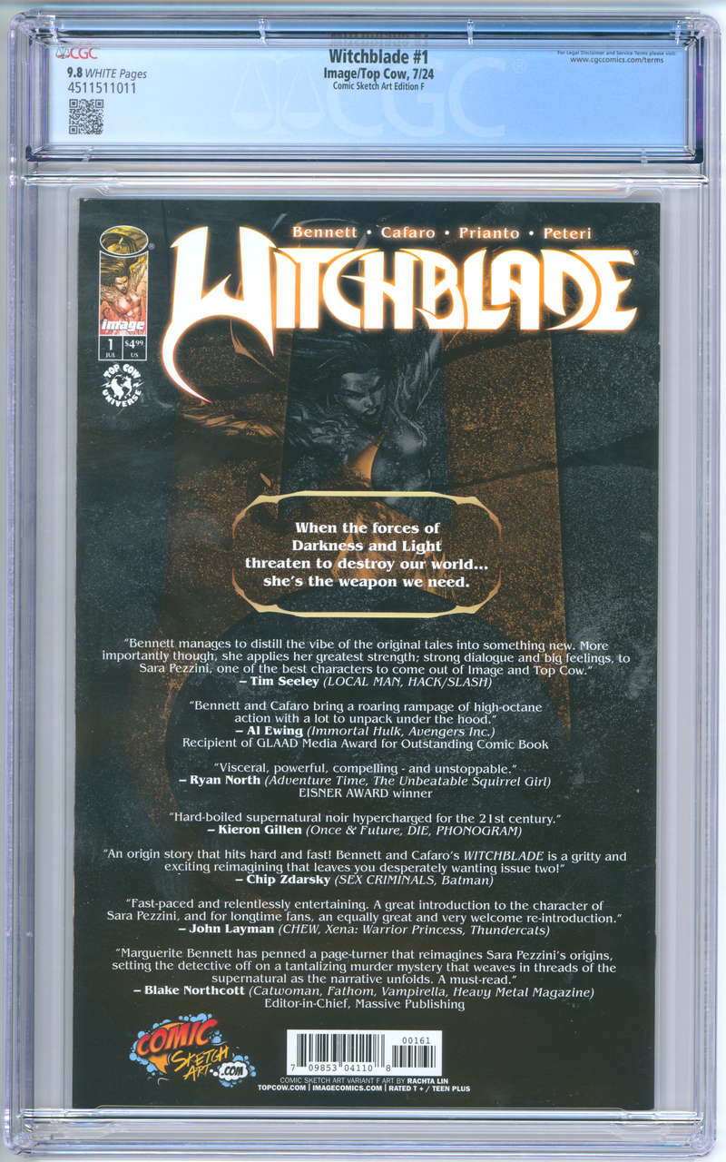 Witchblade #1 [CGC 9.8 Rachta Lin SDCC Comic Sketch Art CVR F Virgin] 2024 Comics Image Comics