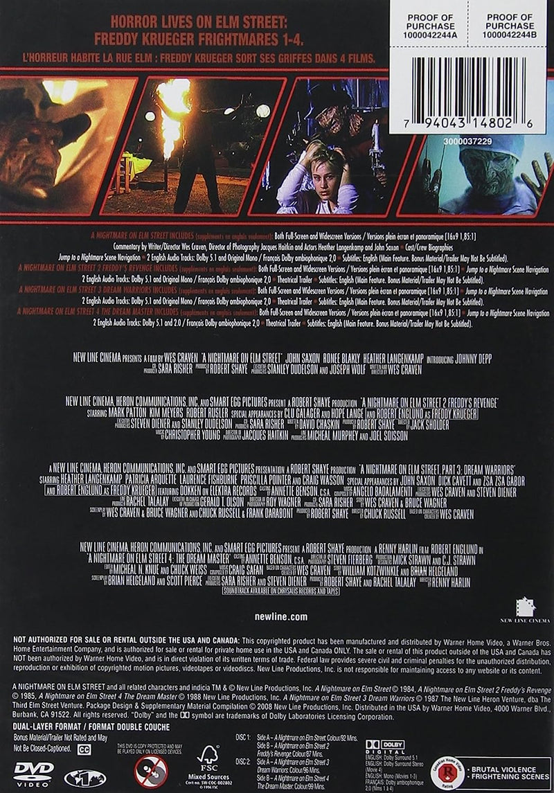 4 Film Favorites: A Nightmare on Elm Street 1-4 [DVD Box Set] DVDs & Blu-Rays New Line Cinema   