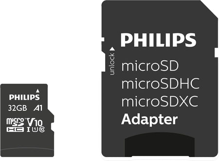 PHILIPS 32GB Micro SDHC UHS-1 U1 & V10 Class 10 Flash Memory Card & Adapter Electronics Philips