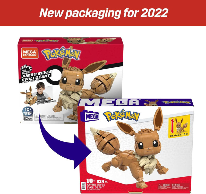 Mega Construx Pokemon: Jumbo Eevee - 830 Piece Building Kit [#GMD34] Toys & Games Mattel