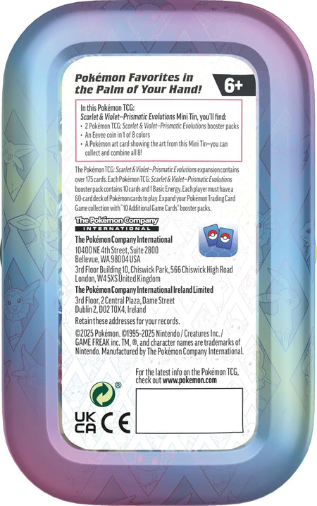 Pokemon TCG: Scarlet & Violet Prismatic Evolutions Mini Tin - Glaceon Card Game Pokemon