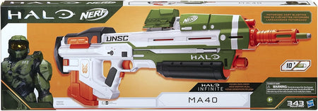 Nerf: Halo MA40 Motorized Dart Blaster - Includes Removable 10-Dart Clip, 10 Official Nerf Elite Darts, and Attachable Rail Riser Toys & Games Hasbro