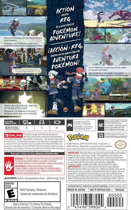 Pokemon Legends: Arceus [Nintendo Switch] Nintendo Switch Video Game Nintendo