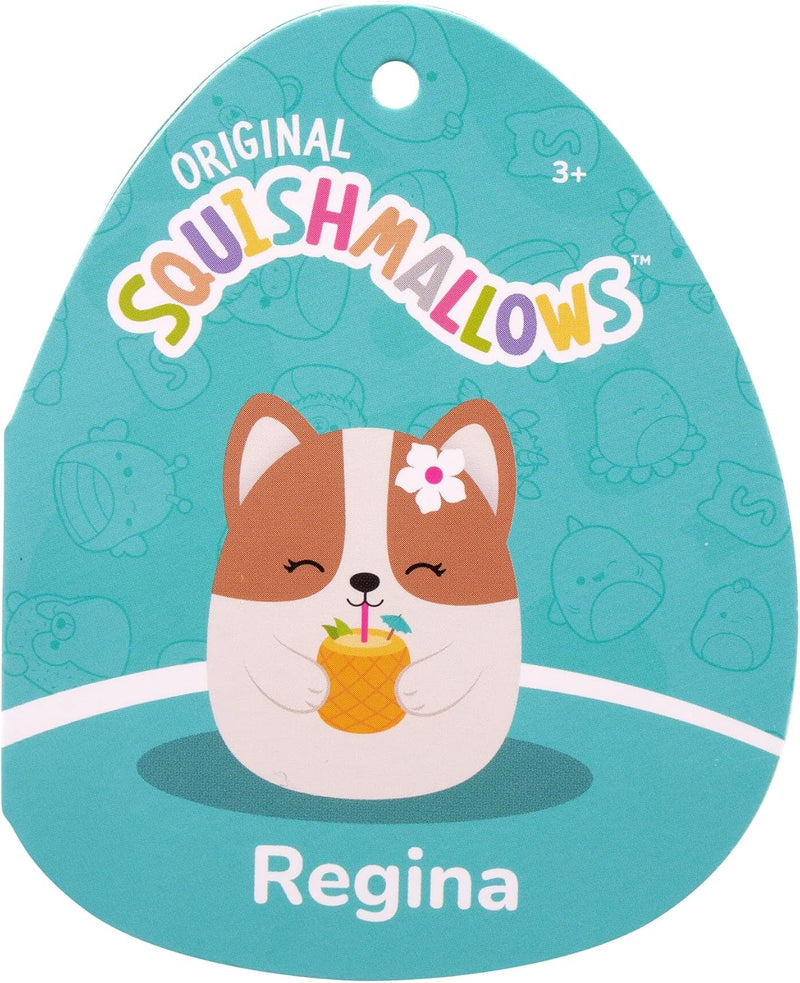 Squishmallows Original : Regina the Corgi with Pineapple Drink & Flower - 7.5" Inch Plush Toys & Games Jazwares