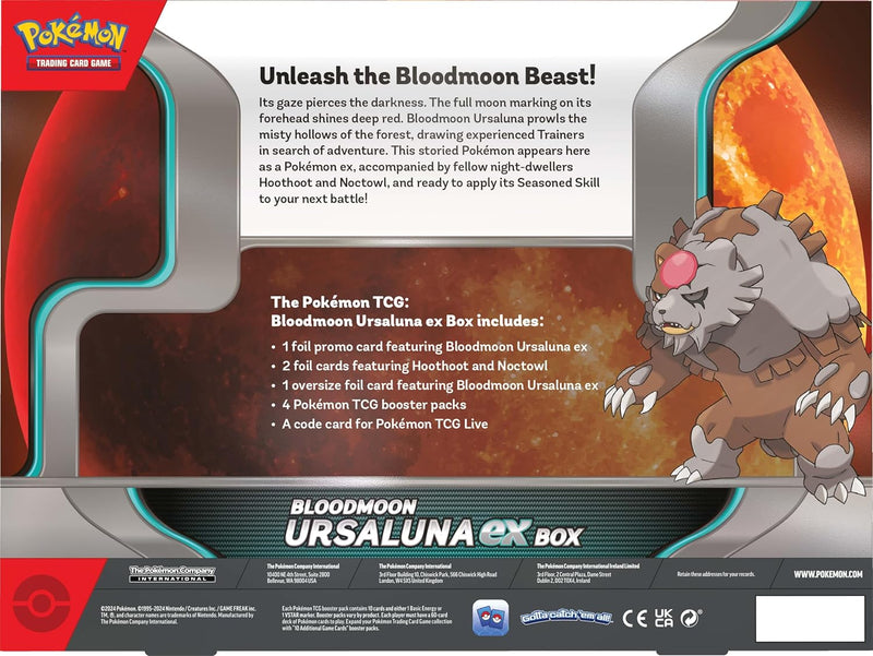 Pokemon TCG: Bloodmoon Ursaluna Ex Box - 4 Packs Card Game Pokemon