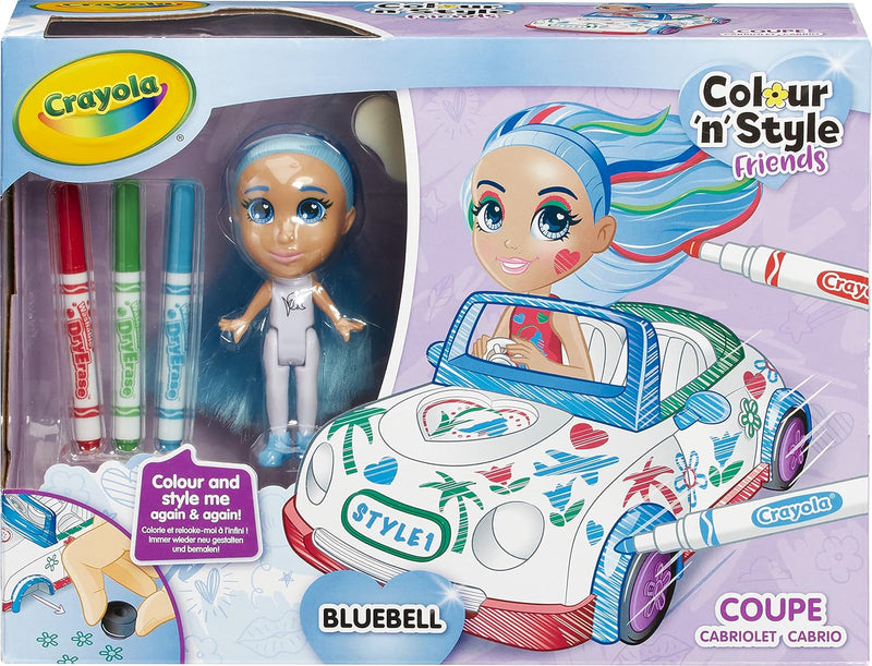 CRAYOLA Colour 'n' Style Friends: Bluebell - Coupe Playset Bonus: Includes Magic Dry-Erase Pens Toys & Games Crayola